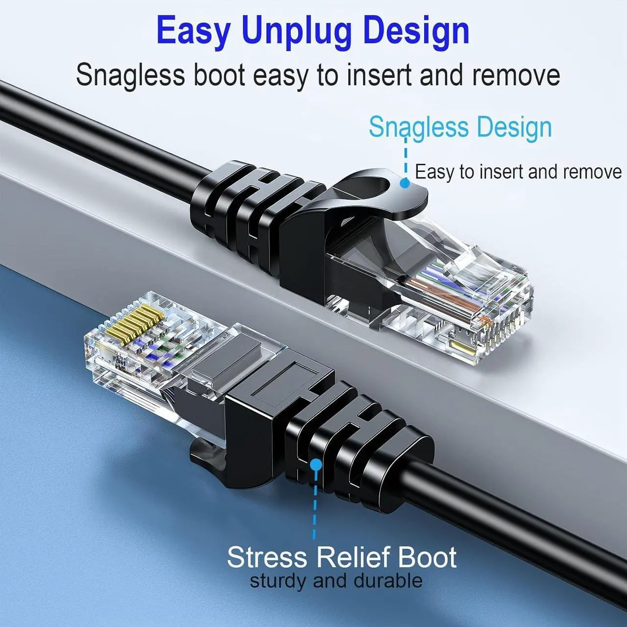 Alt view image 5 of 6 - Cat 6 Ethernet Cable 5FT 10Pack, Cat6 Ethernet Patch Cable 10Gbps, High-Speed UTP Cat6 Network Cable Pure Copper, Cat 6 Cable for Home and Office Network, Black