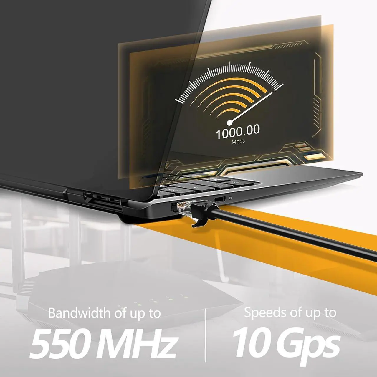 Alt view image 3 of 6 - 50 Feet Ethernet Cable for Cat 5e/Cat6, 10Gbps 24AWG Cat6 Network Cable, CCA Direct Burial Cable, UTP, RJ45 Patch LAN Cord, Waterproof, Indoor&Outdoor, Shielded Cat5E Internet Cable in Black for PC