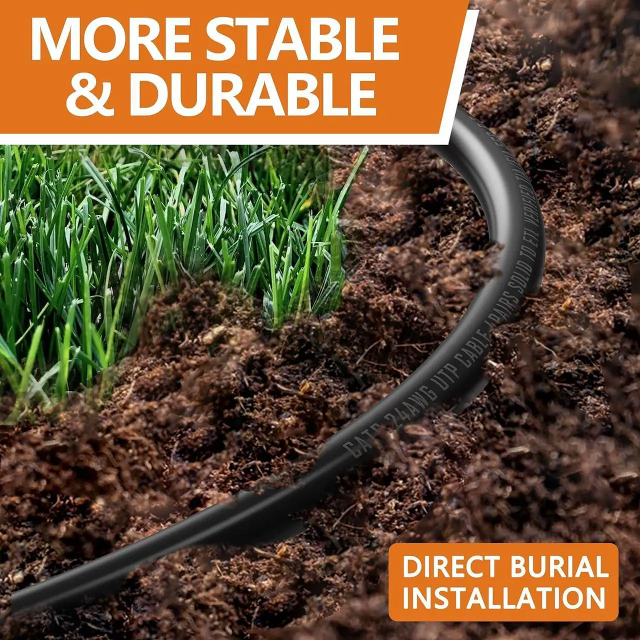 Alt view image 2 of 6 - 50 Feet Ethernet Cable for Cat 5e/Cat6, 10Gbps 24AWG Cat6 Network Cable, CCA Direct Burial Cable, UTP, RJ45 Patch LAN Cord, Waterproof, Indoor&Outdoor, Shielded Cat5E Internet Cable in Black for PC