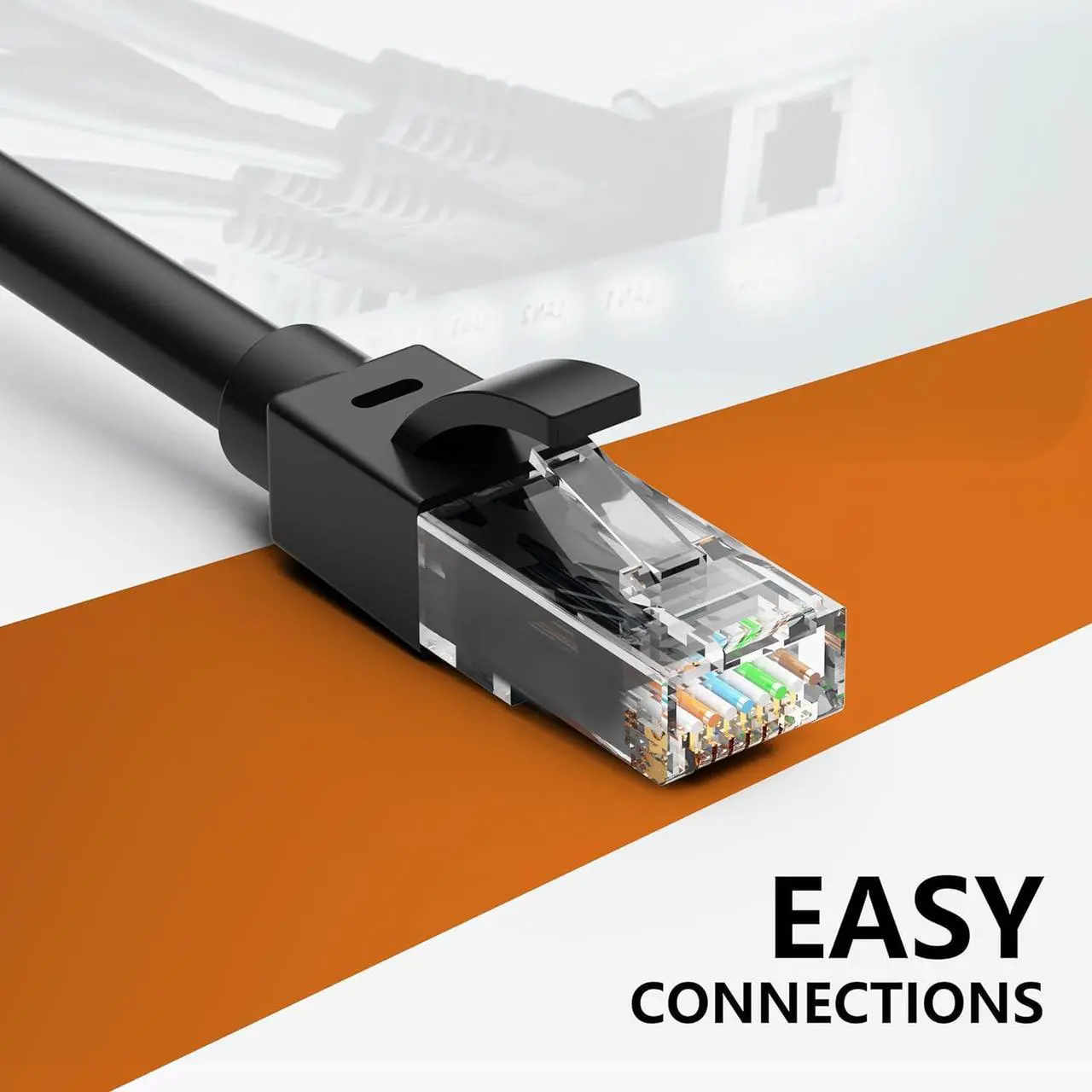 Alt view image 5 of 6 - 50 Feet Ethernet Cable for Cat 5e/Cat6, 10Gbps 24AWG Cat6 Network Cable, CCA Direct Burial Cable, UTP, RJ45 Patch LAN Cord, Waterproof, Indoor&Outdoor, Shielded Cat5E Internet Cable in Black for PC