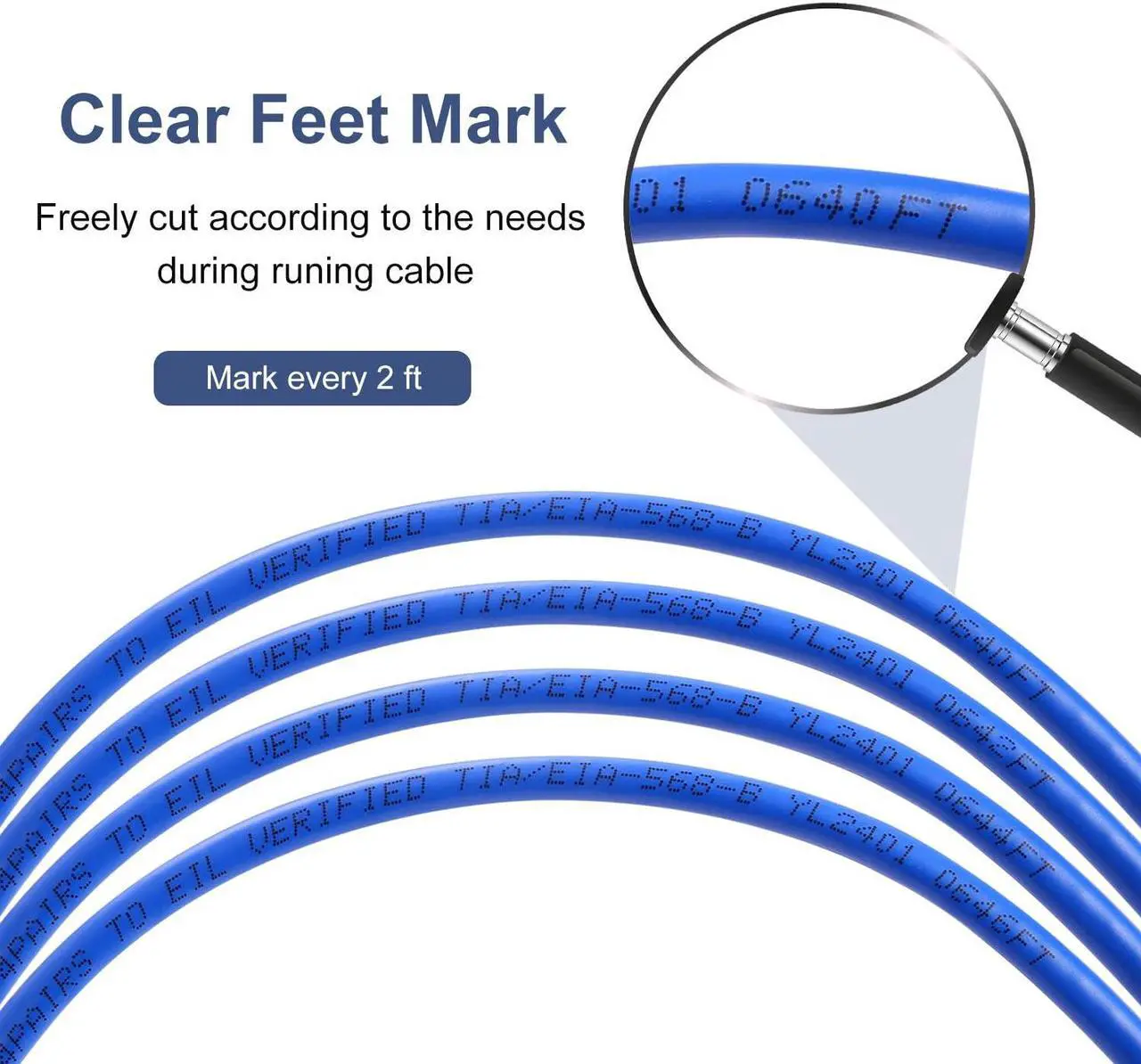 Alt view image 4 of 7 - CAT 6 Ethernet Cable 1000ft Indoor Easy Pull Box 10Gbps Premium Quality High-Speed Bulk CAT6 Cable 1000ft Unshielded Copper Clad Aluminum (CCA) 23AWG 550MHz 1000 FT CAT 6 Cable - Blue
