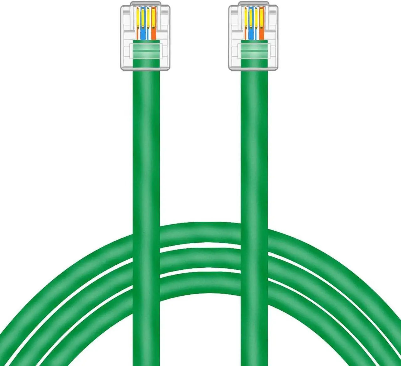 Alt view image 2 of 5 - CAT5E RJ11 Data Cable DSL Cable 10ft Heavy Duty High-Speed DSL Modem Cable UTP Compatible with ATT RJ11 6P4C Male to Male Green - 10 Feet