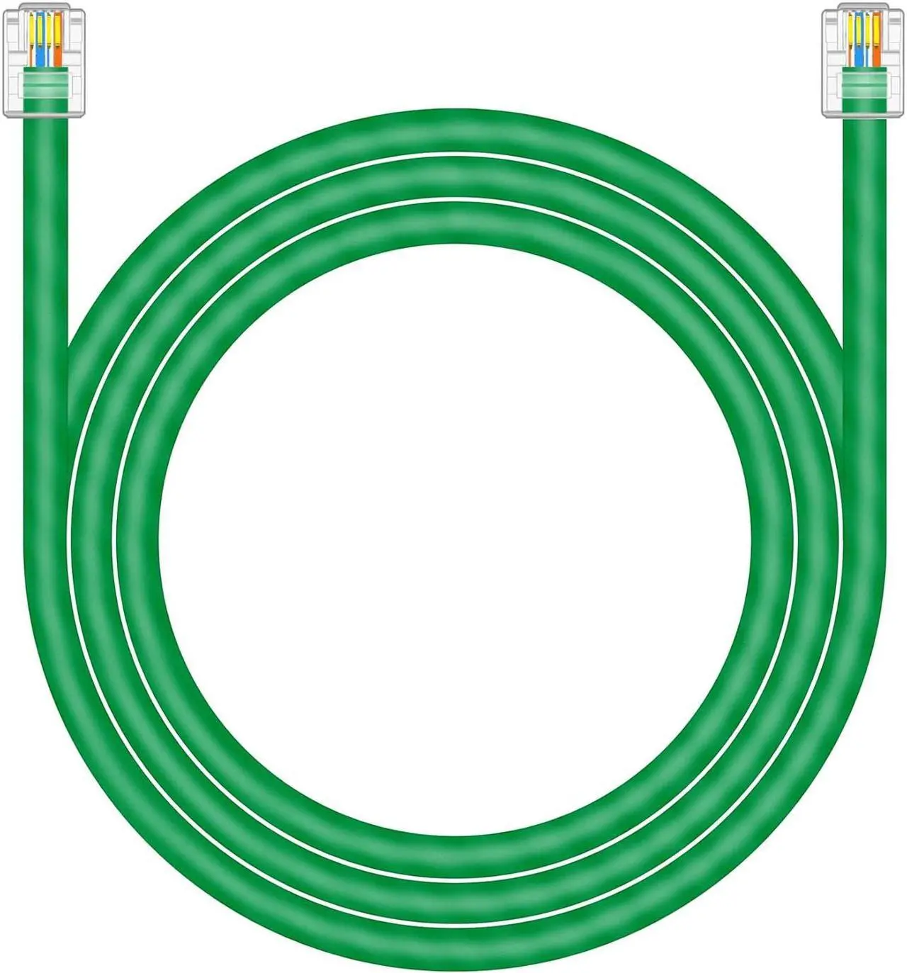 Main image of CAT5E RJ11 Data Cable DSL Cable 10ft Heavy Duty High-Speed DSL Modem Cable UTP Compatible with ATT RJ11 6P4C Male to Male Green - 10 Feet