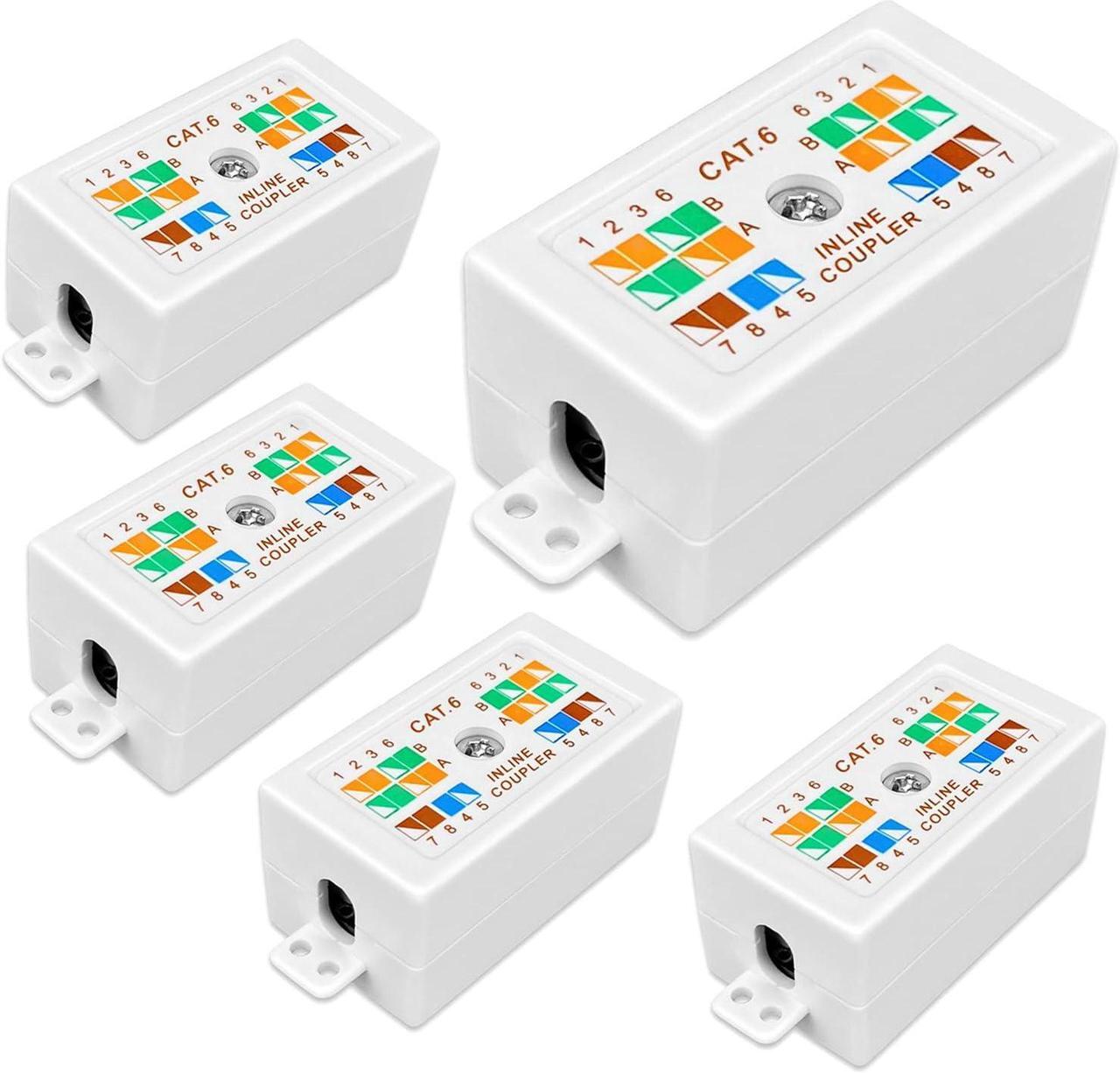 Main image of Cat 6 Junction Box 5 Pack Cat5e Splice connector Unshielded, Punch Down Type