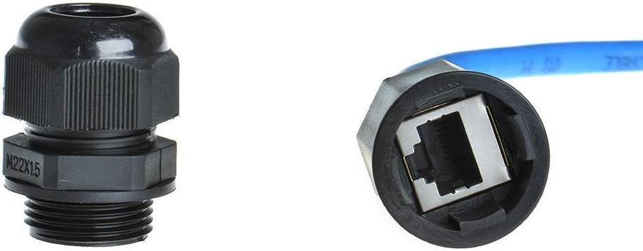 Alt view image 3 of 7 - 2PCS M20 RJ45 Waterproof Cat5/5e/6 8P8C Connector IP67 Ethernet LAN Cable Connector Double Head with Shield Cat6 Network Cable Outdoor LAN Coupler Adapter Male to Female