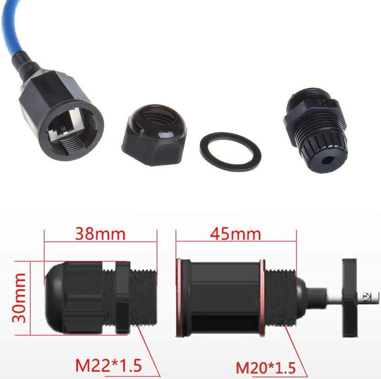 Alt view image 4 of 7 - 2PCS M20 RJ45 Waterproof Cat5/5e/6 8P8C Connector IP67 Ethernet LAN Cable Connector Double Head with Shield Cat6 Network Cable Outdoor LAN Coupler Adapter Male to Female