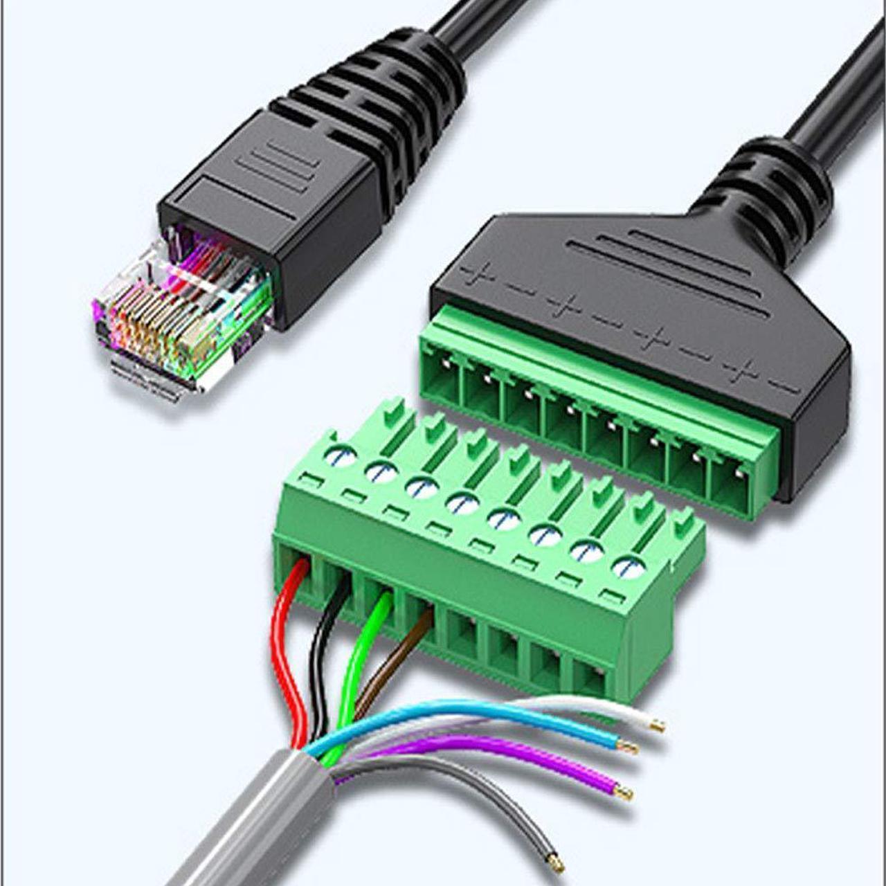 Alt view image 5 of 7 - 2Pcs RJ45 Male to 8 Pins Screw Terminal Block Adapter for Cat5 Cat6 Cat7 Ethernet Extender CCTV Digital Internet,RJ45 Male Plug to 8pins Terminal Ethernet Connector