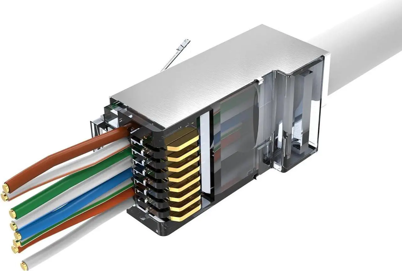 Alt view image 2 of 6 - Shielded rj45 cat6 cat 6a connectors Gold Plated Cat6 Pass Through Connectors 23awg Cat6 Shielded Cat6/Cat6a Modular Plugs Ethernet Ends (60 PCS)