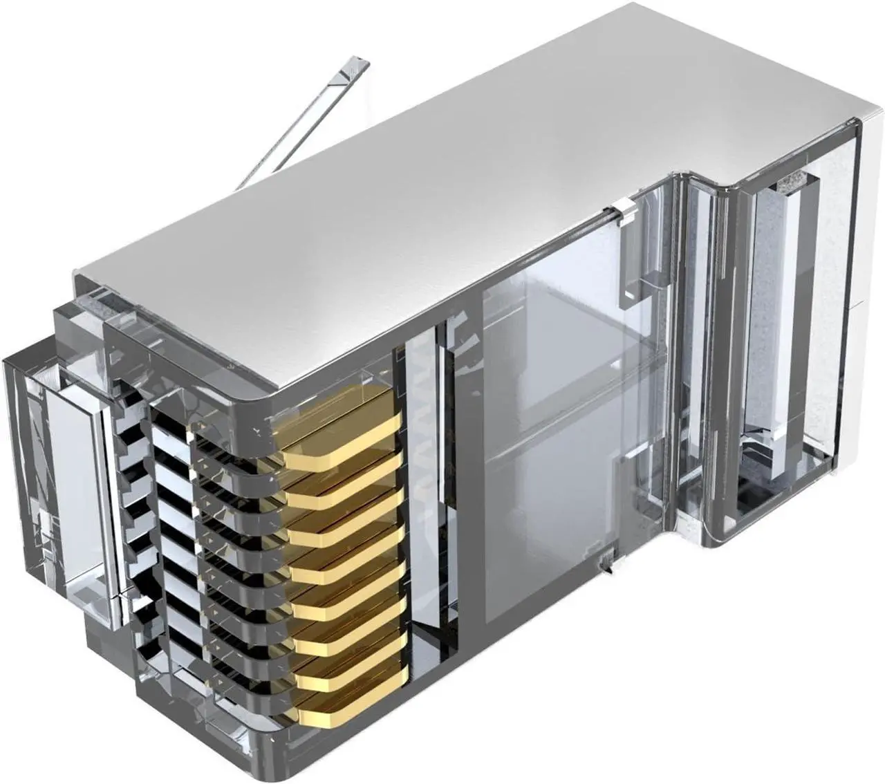 Alt view image 3 of 6 - Shielded rj45 cat6 cat 6a connectors Gold Plated Cat6 Pass Through Connectors 23awg Cat6 Shielded Cat6/Cat6a Modular Plugs Ethernet Ends (60 PCS)