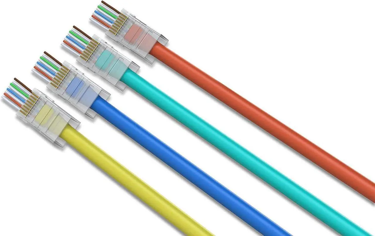 Alt view image 4 of 7 - PETECHTOOL RJ45 CAT6A CAT6 Pass Through Connectors 23 AWG Cables 50-Pack - End Bold Ethernet 8P8C Gold Plated Modular Plug for Unshielded Twisted Pair Solid Wire & Standard Cables