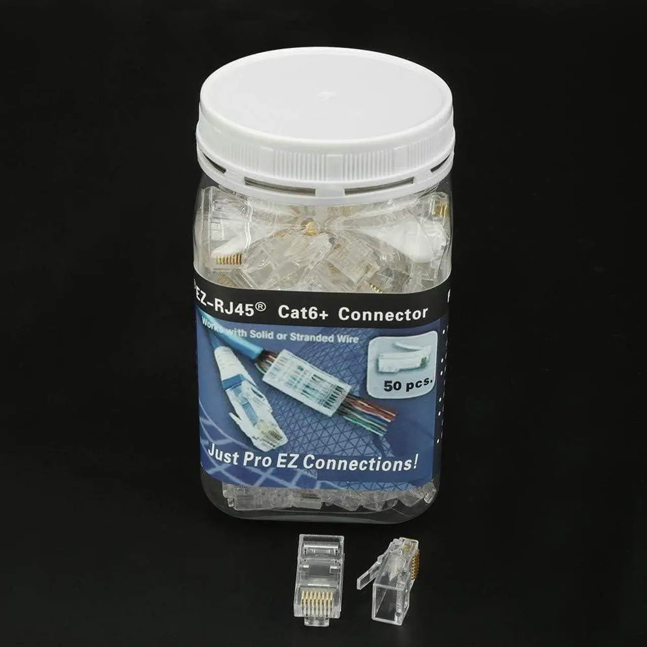 Alt view image 6 of 7 - PETECHTOOL RJ45 CAT6A CAT6 Pass Through Connectors 23 AWG Cables 50-Pack - End Bold Ethernet 8P8C Gold Plated Modular Plug for Unshielded Twisted Pair Solid Wire & Standard Cables