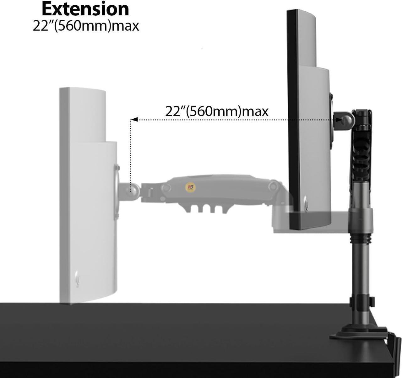 Alt view image 4 of 7 - NB North Bayou Monitor Desk Mount Long Arm for Monitors Within 4.4 to 19.8lbs Ultra Wide Full Motion Swivel Height Adjustable Monitor Stand H100