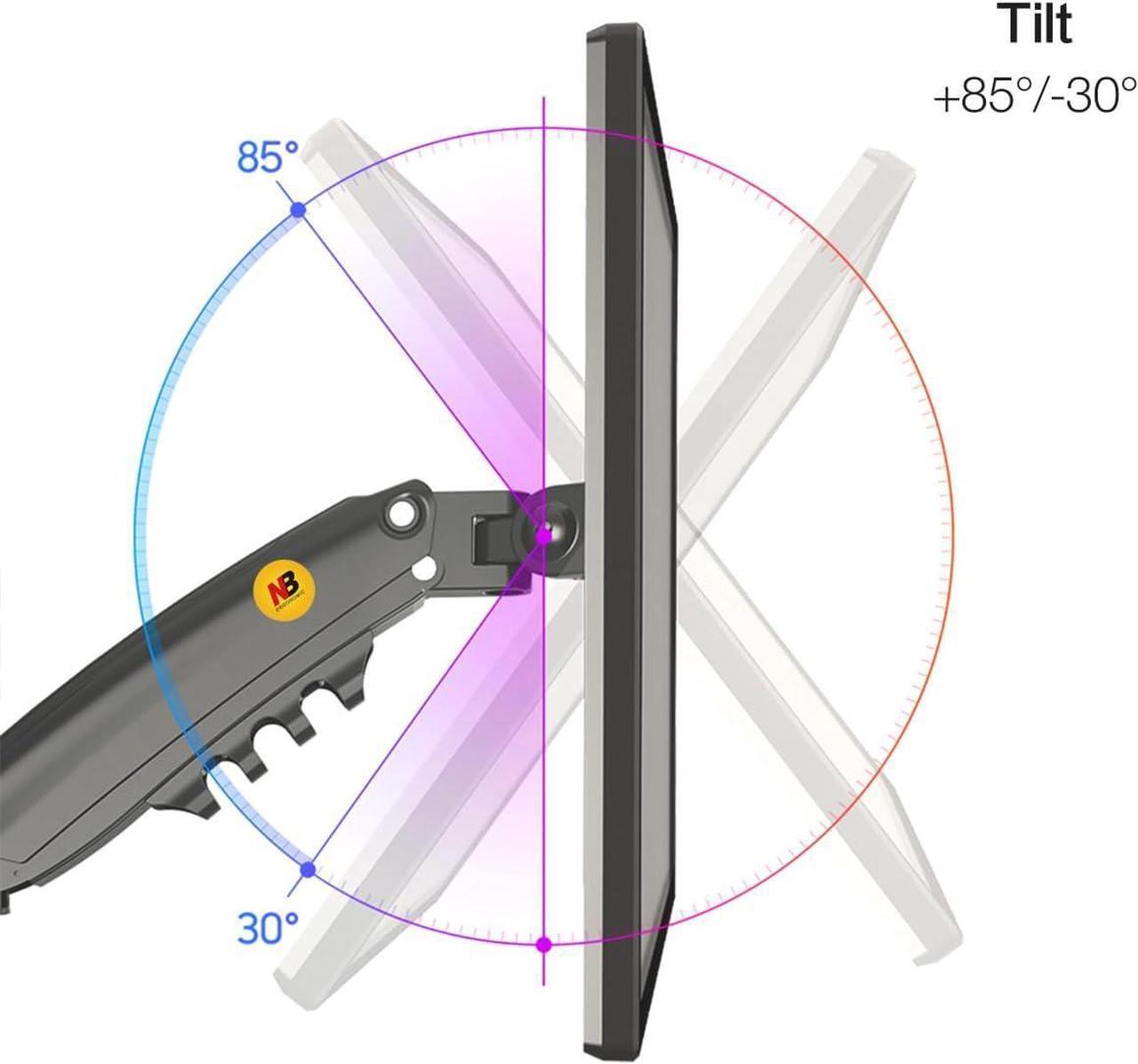 Alt view image 7 of 7 - NB North Bayou Monitor Desk Mount Long Arm for Monitors Within 4.4 to 19.8lbs Ultra Wide Full Motion Swivel Height Adjustable Monitor Stand H100