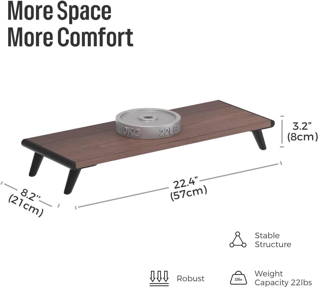 Alt view image 2 of 7 - loukin Monitor Stand Riser for Desk, 22.4" x 8.3" Larger Computer Stand for Laptop, PC, Printer, Sturdy Desktop Computer Shelf with Non-Skid Rubber, Home Office (Brown)