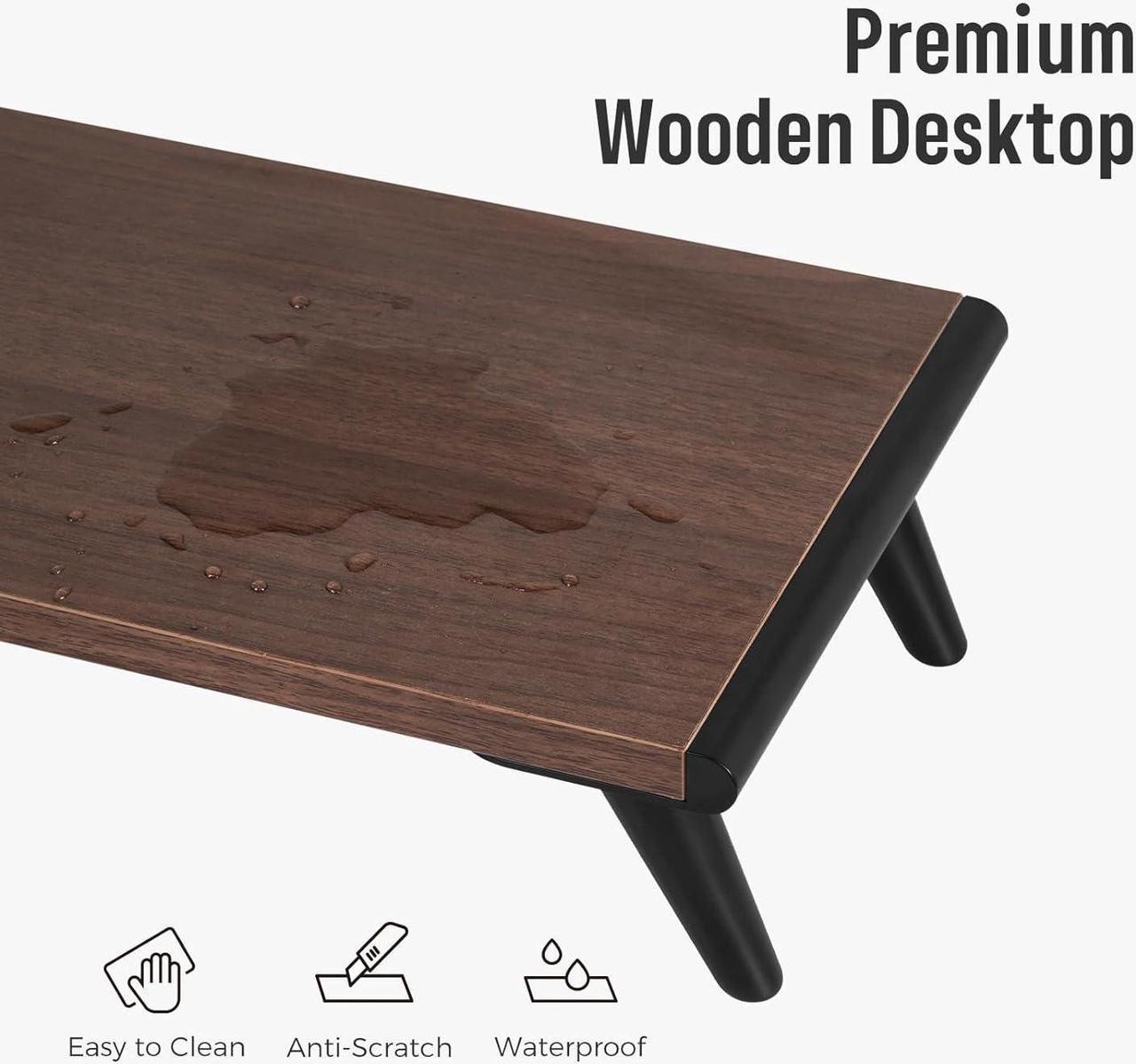 Alt view image 4 of 7 - loukin Monitor Stand Riser for Desk, 22.4" x 8.3" Larger Computer Stand for Laptop, PC, Printer, Sturdy Desktop Computer Shelf with Non-Skid Rubber, Home Office (Brown)