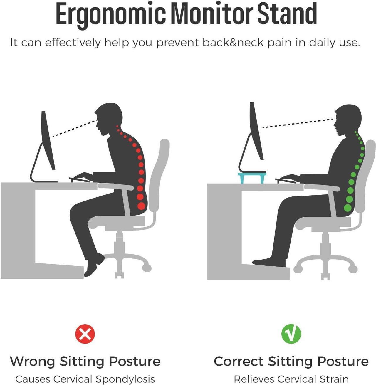 Alt view image 5 of 7 - loukin Monitor Stand Riser for Desk, 22.4" x 8.3" Larger Computer Stand for Laptop, PC, Printer, Sturdy Desktop Computer Shelf with Non-Skid Rubber, Home Office (Brown)