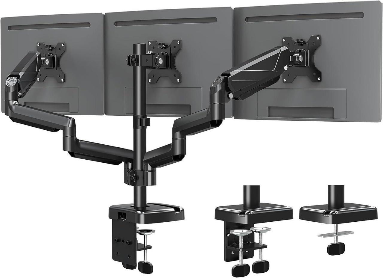 Main image of MOUNTUP Triple Monitor Mount, Three Monitor Desk Mount for Max 27 inch Computer Screens, Triple Monitors Stand with Gas Spring, Monitors Arm with Swivel, Tilt, Rotation, Each Arm Holds Up to 19.8 lbs