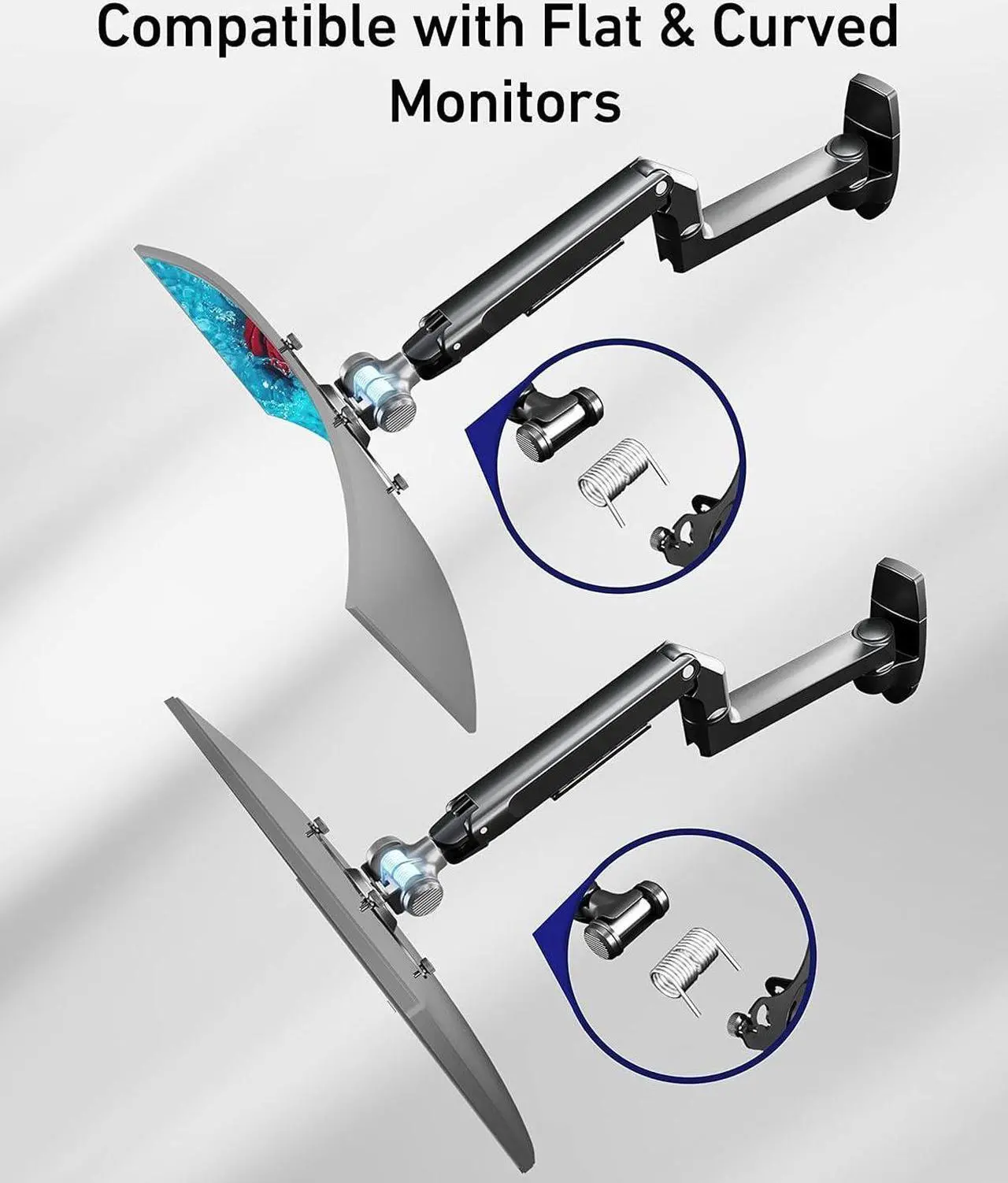 Alt view image 3 of 6 - Single Monitor Wall Mount for Flat/Curved Monitors up to 38" Within 25lbs, Full Motion Adjustable Wall Mount Monitor Arm, 75x75/100x100mm VESA Wall Mount Arm with Cable Management, Black