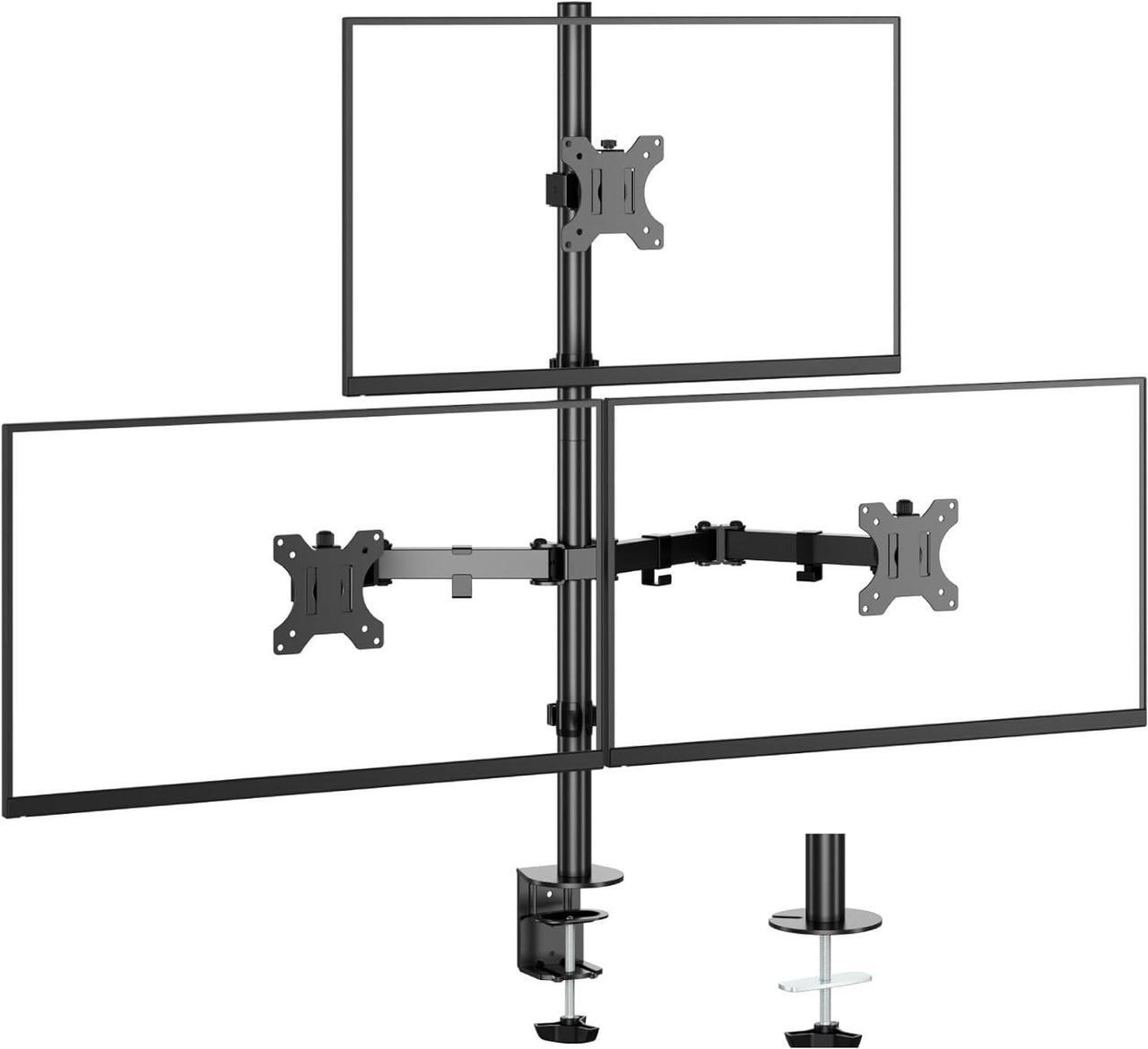 Main image of Triple Monitor Desk Mount for 17 to 32 inch Screens,Each Arm Holds up 17.6 lbs,3 Monitor Stand with Tilt,Swivel,Rotate,VESA Mount 75/100x100mm