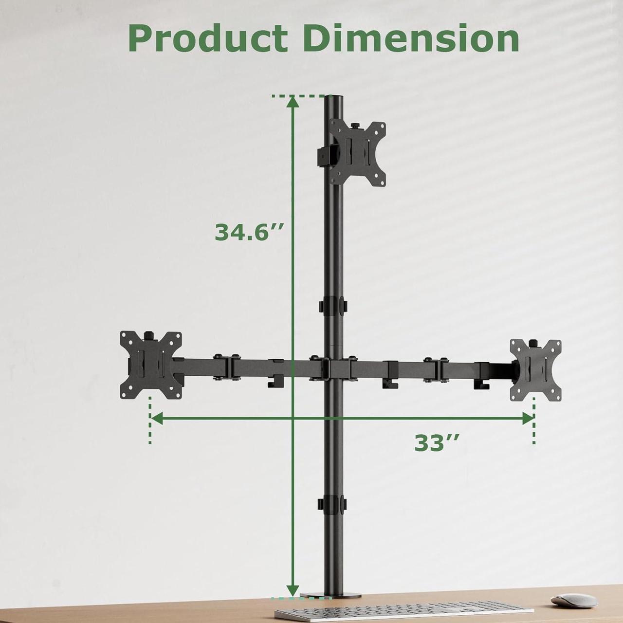 Alt view image 6 of 7 - Triple Monitor Desk Mount for 17 to 32 inch Screens,Each Arm Holds up 17.6 lbs,3 Monitor Stand with Tilt,Swivel,Rotate,VESA Mount 75/100x100mm