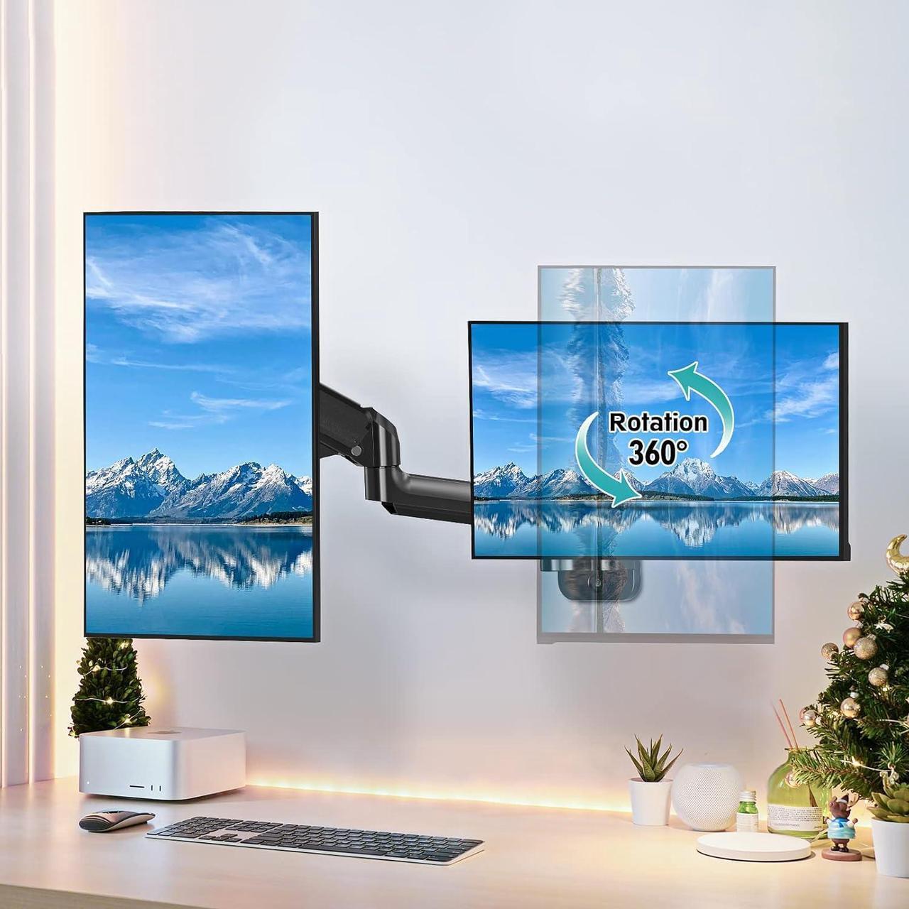 Alt view image 5 of 7 - Dual Monitor Wall Mount for 13 to 32 Inch Computer Screens, Monitor Mounts for 2 Monitors Holds Up to 19.8lbs Each,Full Motion Gas Spring Monitor Arm with VESA 75x75/100x100