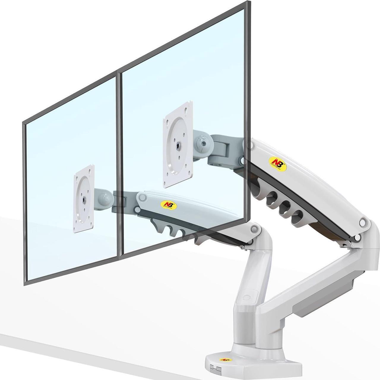 Main image of NB North Bayou Dual Monitor Desk Mount Stand Full Motion Swivel Computer Monitor Arm for Two Screens 17-27 Inch with 4.4~19.8lbs Load Capacity for Each Display F160-W
