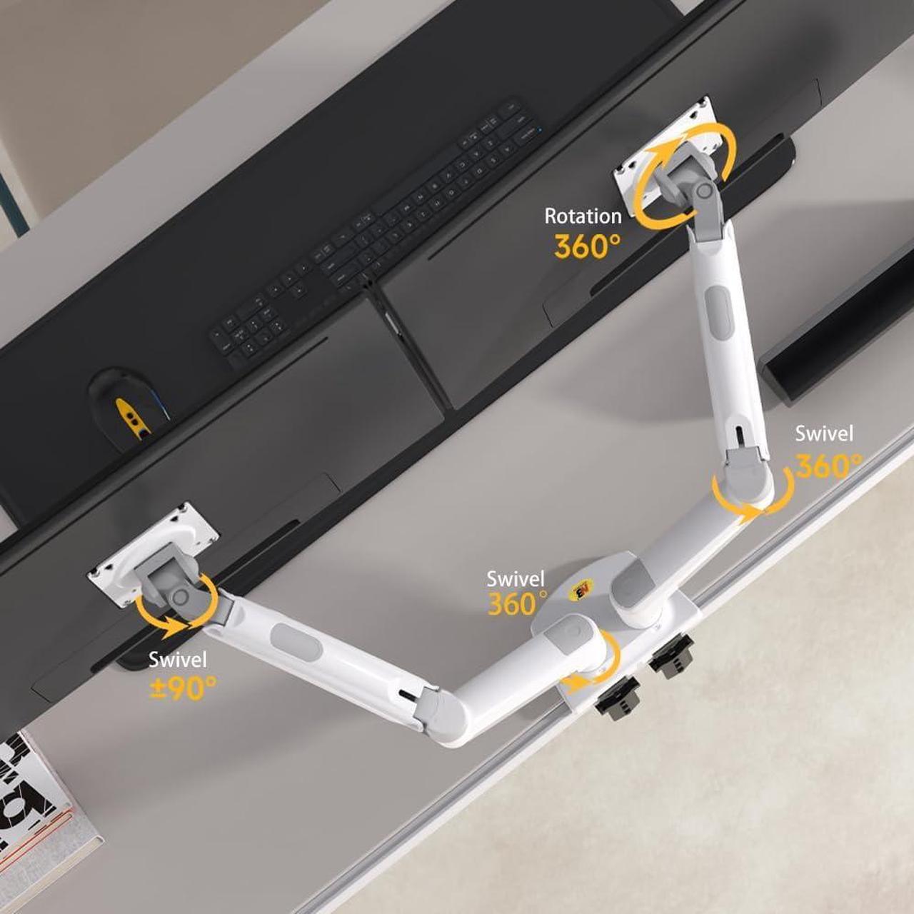 Alt view image 2 of 6 - NB North Bayou Dual Monitor Desk Mount Stand Full Motion Swivel Computer Monitor Arm for Two Screens 17-27 Inch with 4.4~19.8lbs Load Capacity for Each Display F160-W