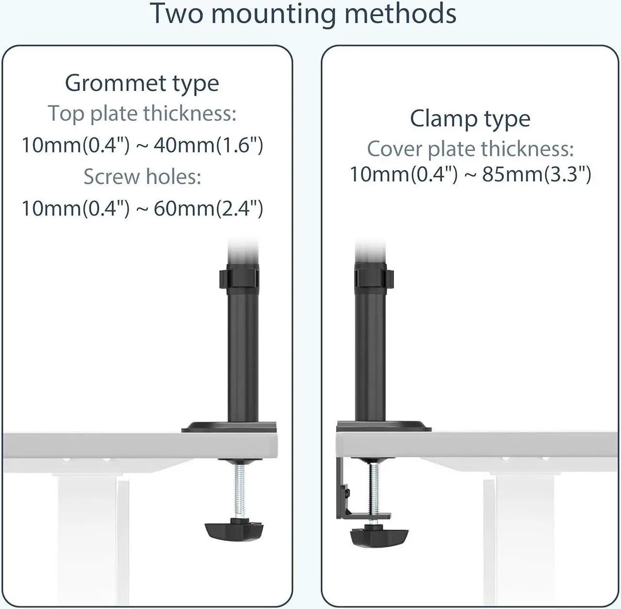 Alt view image 6 of 7 - Dual Monitor Stand- Vertical Stack Monitor Desk Mount for Two Screens Up to 35 Inch Height Adjustable Screen Supports with Swivel, Tilt, Rotation, C-Clamp and Grommet Bases