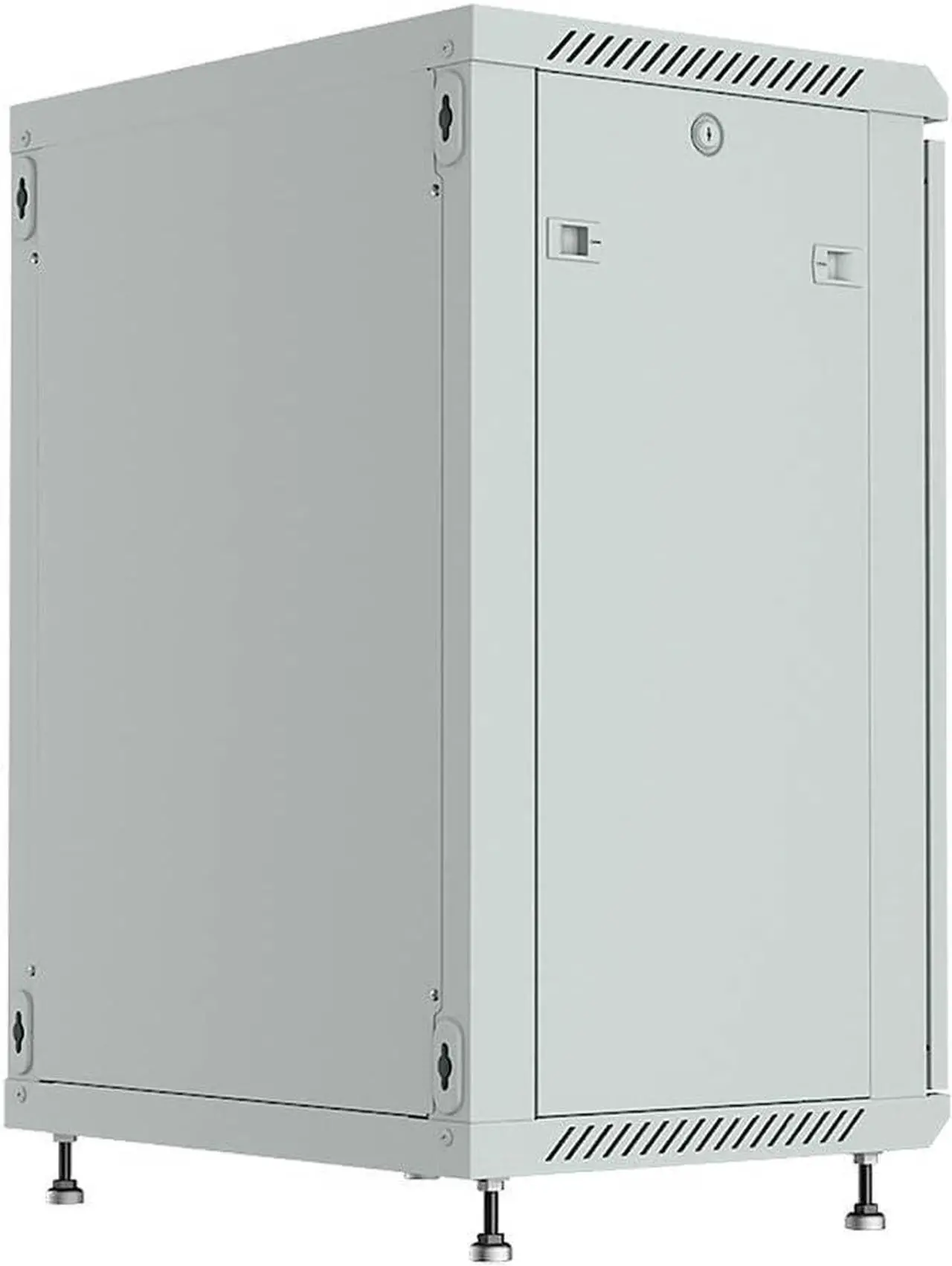 Alt view image 4 of 7 - Sysracks 15U Wall Mount GRAY IT Network Av Data Server Rack Cabinet Enclosure 24 Inch Depth - 2 Shelves - 8-Way PDU - Fan - Adjustable Feet - Hardware