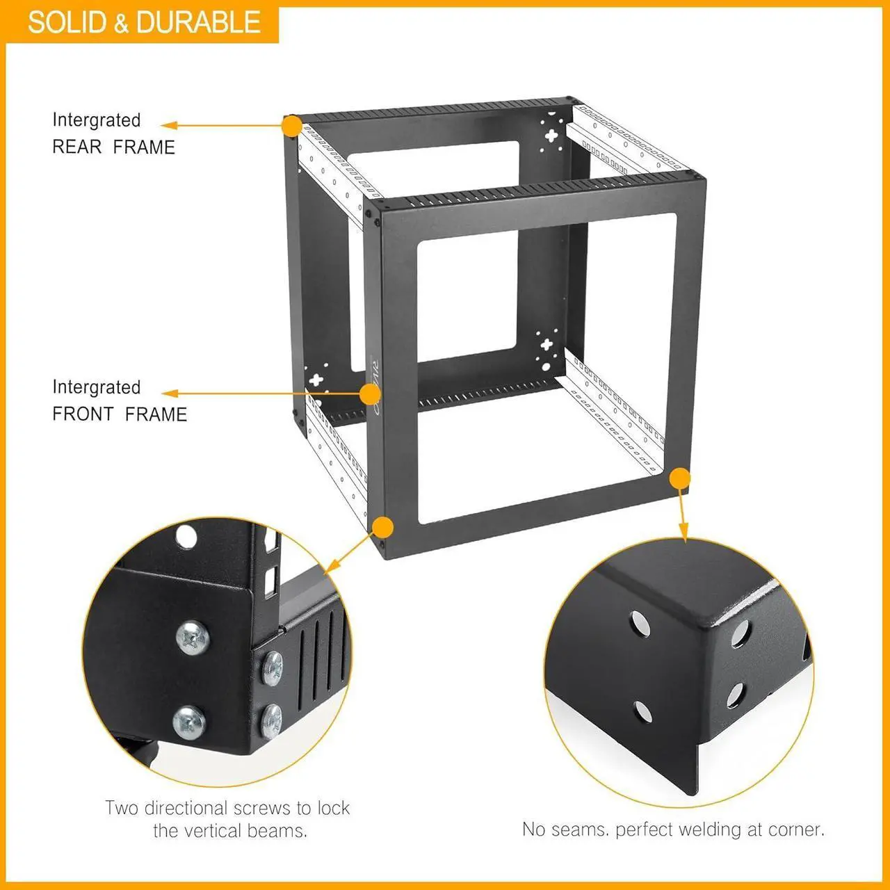 Alt view image 2 of 7 - RIVECO 9U Vertical Mount Wall Rack 19 4 Post Open Frame Network Rack for Server AV Gear IT Equipment Black