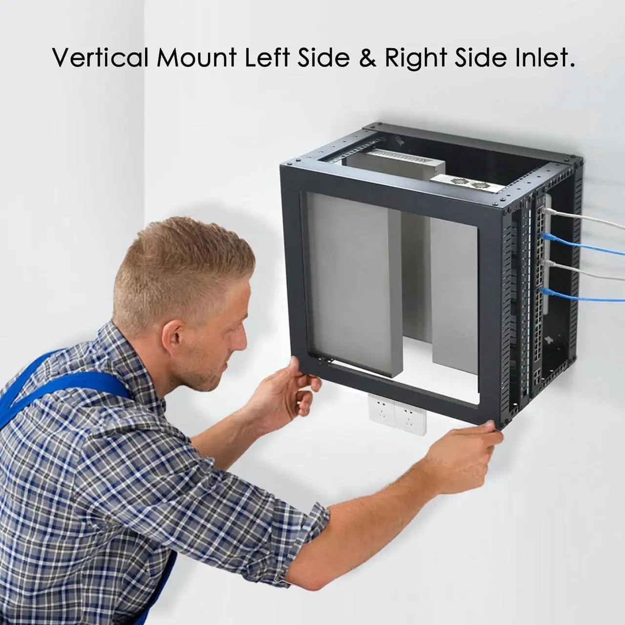 Alt view image 4 of 7 - RIVECO 9U Vertical Mount Wall Rack 19 4 Post Open Frame Network Rack for Server AV Gear IT Equipment Black