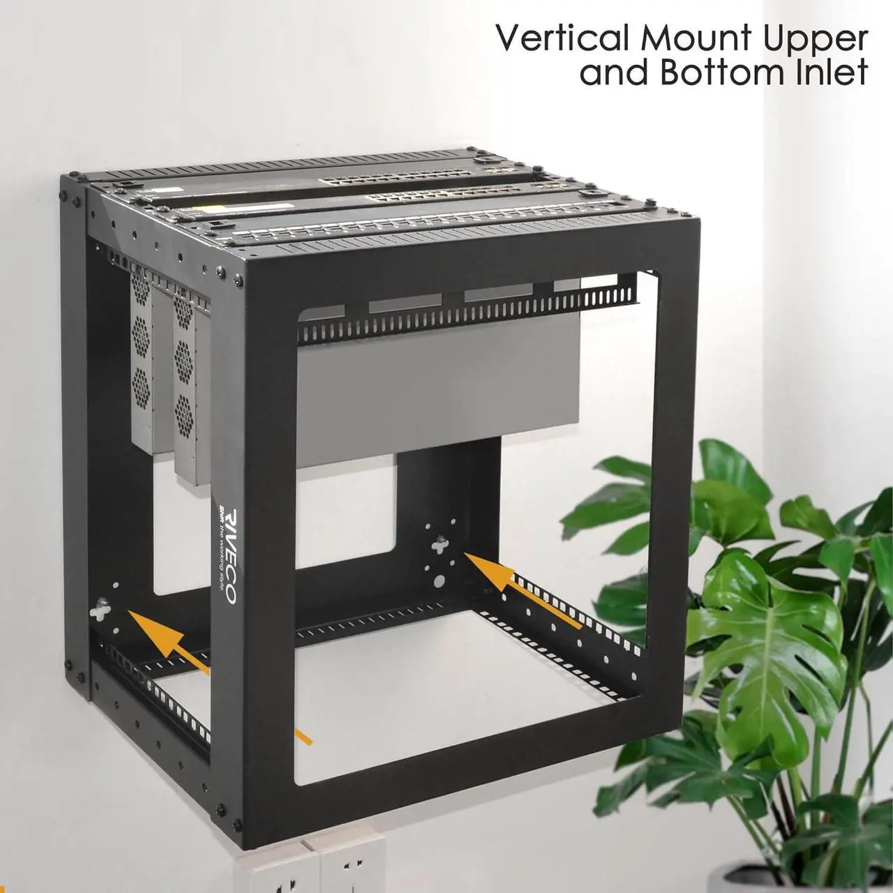 Alt view image 3 of 7 - RIVECO 9U Vertical Mount Wall Rack 19 4 Post Open Frame Network Rack for Server AV Gear IT Equipment Black