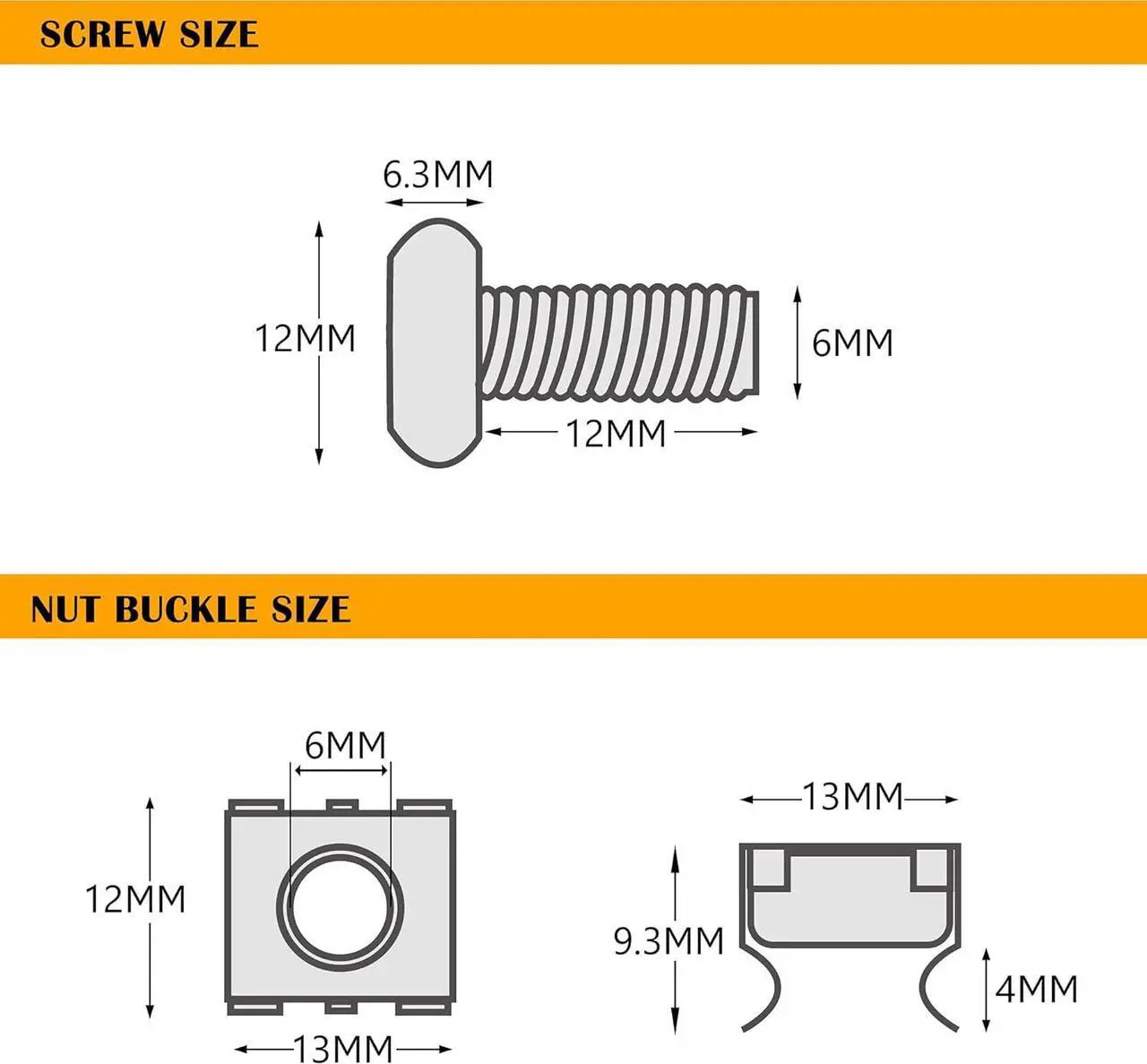 Alt view image 5 of 7 - RIVECO Rack Screws & Cage Nuts for Server Cabinets & Racks Mounting Network Equipment Clip Nuts 50 Sets M6 x 16mm Black