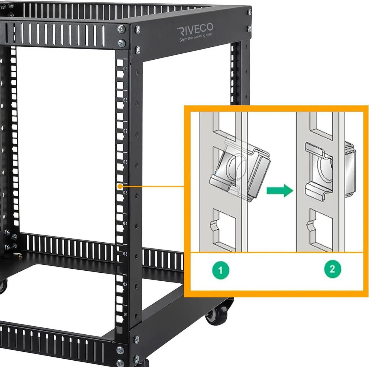 Alt view image 7 of 7 - RIVECO Rack Screws & Cage Nuts for Server Cabinets & Racks Mounting Network Equipment Clip Nuts 50 Sets M6 x 16mm Black