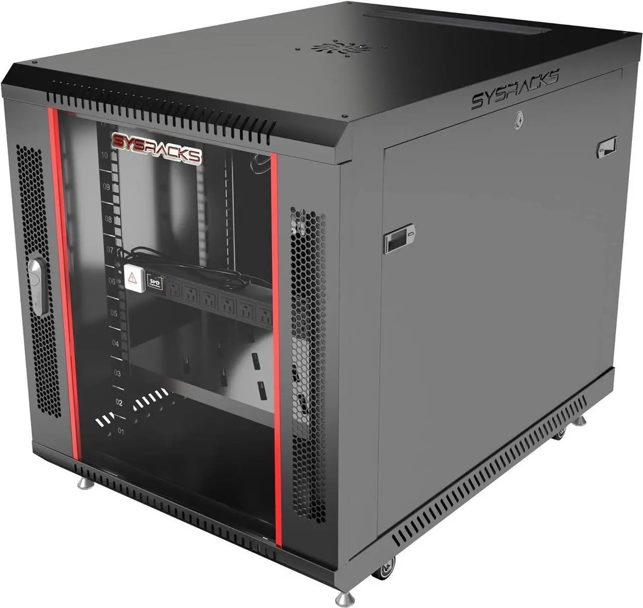 Main image of Server Rack 35 Inch Deep Network Cabinet Under Desk Portable Locking Data Enclosure - Powerbar/Casters/Fan/Shelf/Hardware/PDU/Black Visit The Sysracks Store (12U (24" w x35 d x25 h))