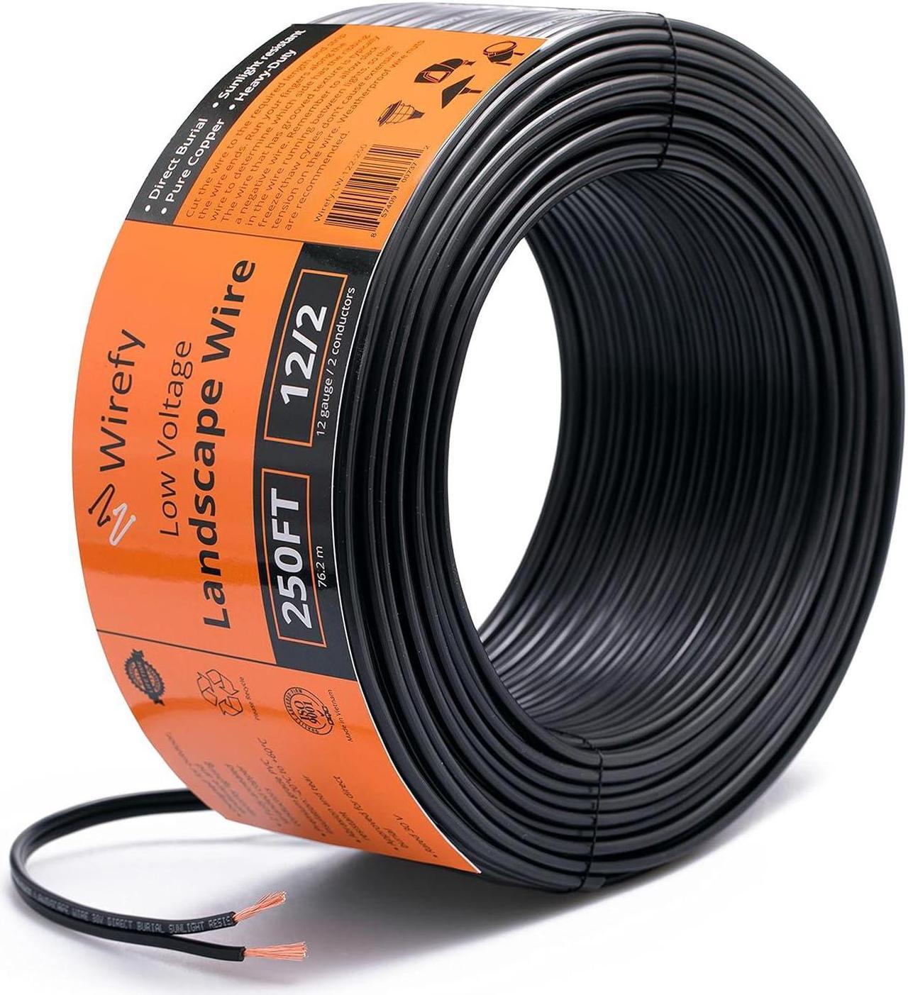 Main image of Wirefy 12/2 Low Voltage Landscape Lighting Copper Wire - Outdoor Direct Burial - 12-Gauge 2-Conductor 250 Feet | Landscape Lighting Wire | Low Voltage Wire 12/2 | 12/2 Landscape Wire