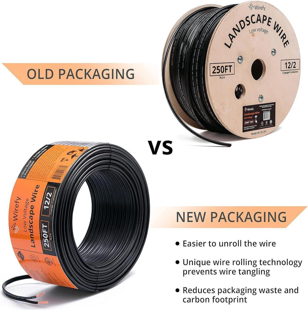 Alt view image 7 of 7 - Wirefy 12/2 Low Voltage Landscape Lighting Copper Wire - Outdoor Direct Burial - 12-Gauge 2-Conductor 250 Feet | Landscape Lighting Wire | Low Voltage Wire 12/2 | 12/2 Landscape Wire