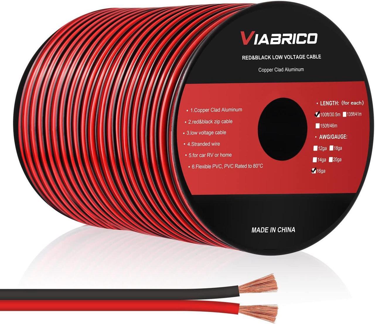 Main image of 16 Gauge Wire, 16AWG Automotive Wire Electrical Wire 100FT 2 Conductor Red Black 12V/24V DC Cable LED Strips Extension Wire for Light RC Car Speaker Wire