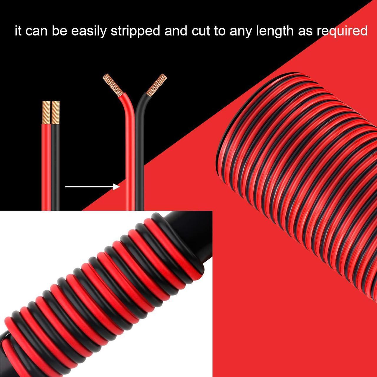 Alt view image 4 of 7 - 16 Gauge Wire, 16AWG Automotive Wire Electrical Wire 100FT 2 Conductor Red Black 12V/24V DC Cable LED Strips Extension Wire for Light RC Car Speaker Wire
