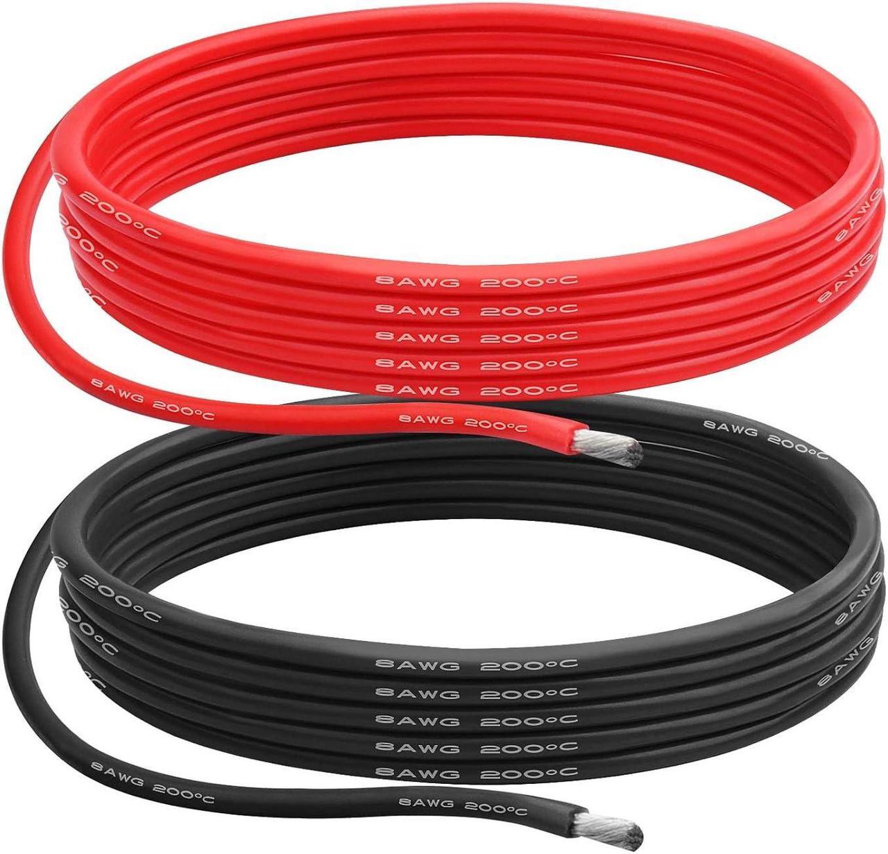 Main image of 8 AWG Gauge Silicone Wire Electrical Cable10ft red &10ft Black Soft & Flexible 0.08 mm Tinned Copper core High Temperature Resistant Silicone Wire for Arduino Projects, RC Cars, Boat, Drones etc.