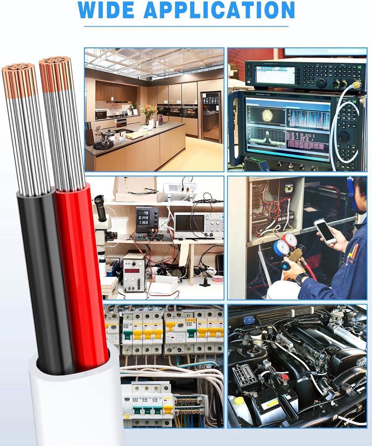 Alt view image 7 of 7 - NAOVEO 16 Gauge Wire 2 Conductor Electrical Wire, 16 AWG Wire Stranded PVC Tinned Copper Cable, Flexible/Low Voltage/Red Black Hookup Wire for LED Strips Lamps, Marine, Speaker, Appliances (100FT)