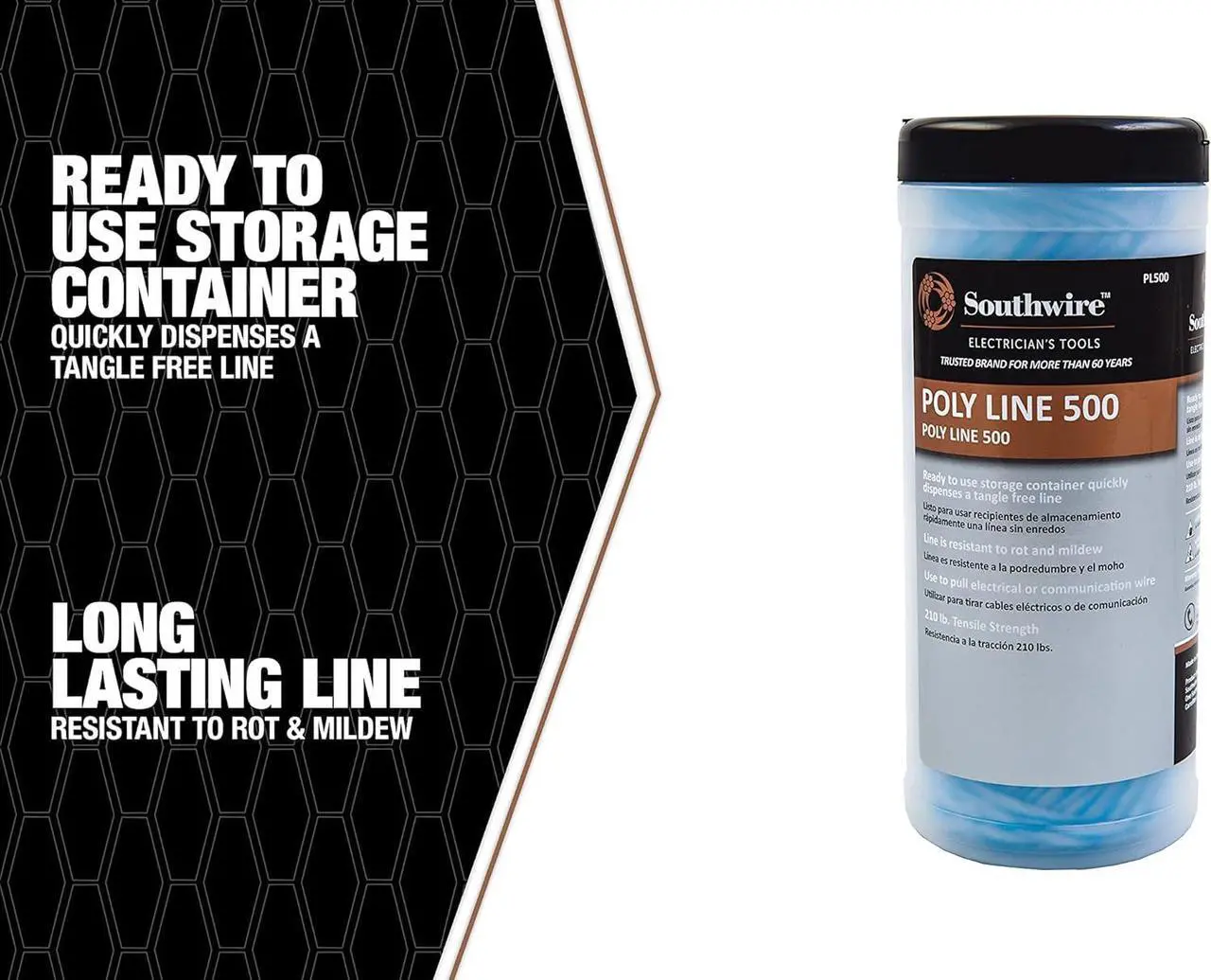 Alt view image 3 of 5 - Southwire PL500 Ligne Poly Line 210lb tensile strength, 500 ft
