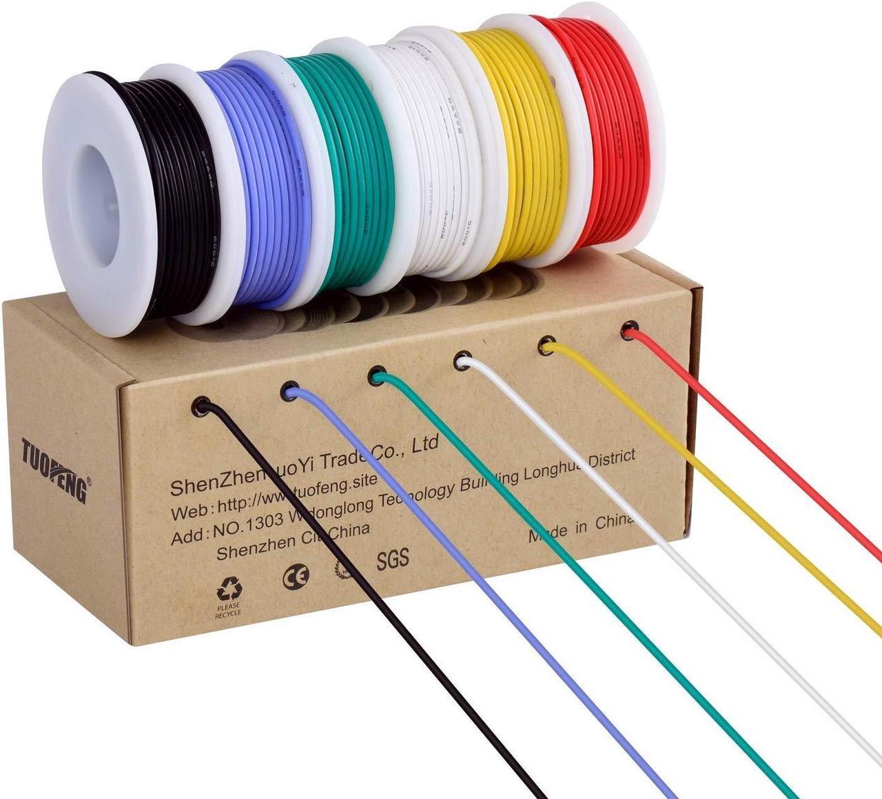 Alt view image 4 of 7 - 20awg Wire Flexible Silicone Wire,20 Gauge Tinned Copper Wires Silicone Rubber Insulated (6 Different Colored 23ft / 7m Each)(OD: 1.75 mm) 600V Stranded Wire Hook up Wire Kit