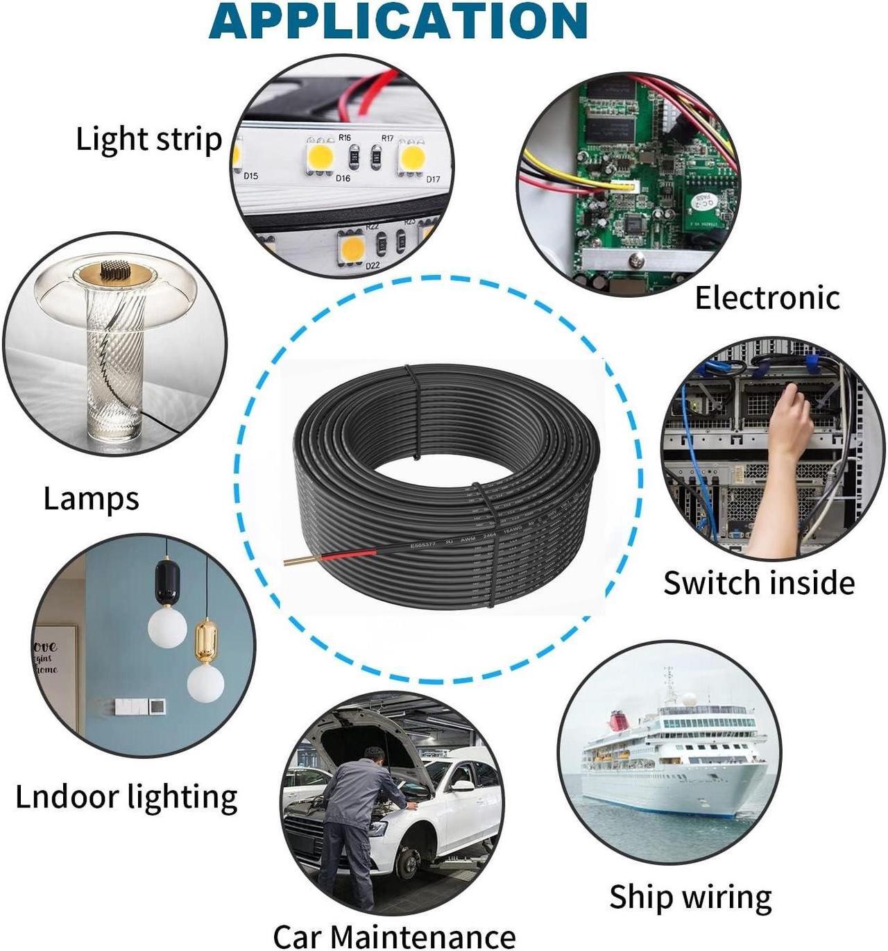 Alt view image 5 of 6 - 16 Gauge Wire 2 Conductor Electrical Wire, 20 ft 16 AWG Wire Stranded PVC Cord, 12V Low Voltage/Oxygen-Free Copper/Flexible/16/2 Wire for Automotive Wire LED Strips Lamp Lighting Marine