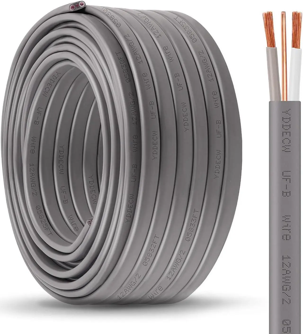 Main image of 12/2 UF-B Wire - 75FT 100% Pure Copper 12AWG 2 Direct Burial Electrical Cable for Underground Feeder Wet or Corrosive Locations Indoor & Outdoor etc