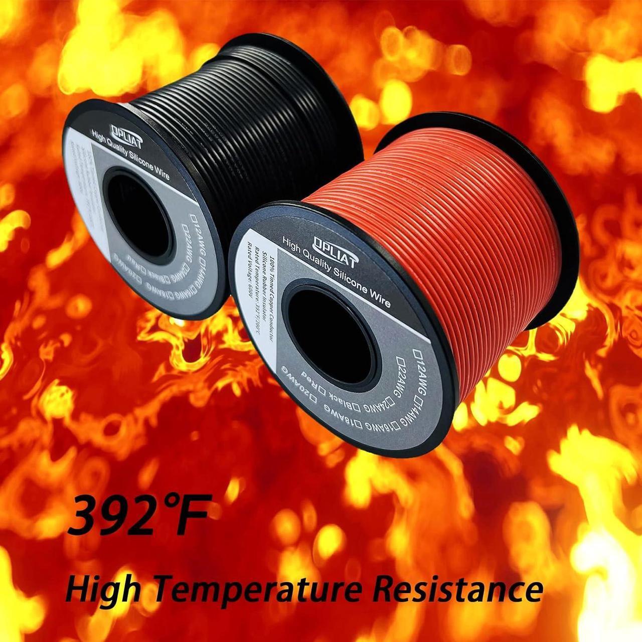 Alt view image 3 of 7 - 20 Gauge 20AWG Silicone Electrical Wire 300FT, Flexible 20 AWG Stranded Hook Up Wire 100 Strands Tinned Copper ConductorRed 150ft + Black 150ft Spools Rating 200 600V