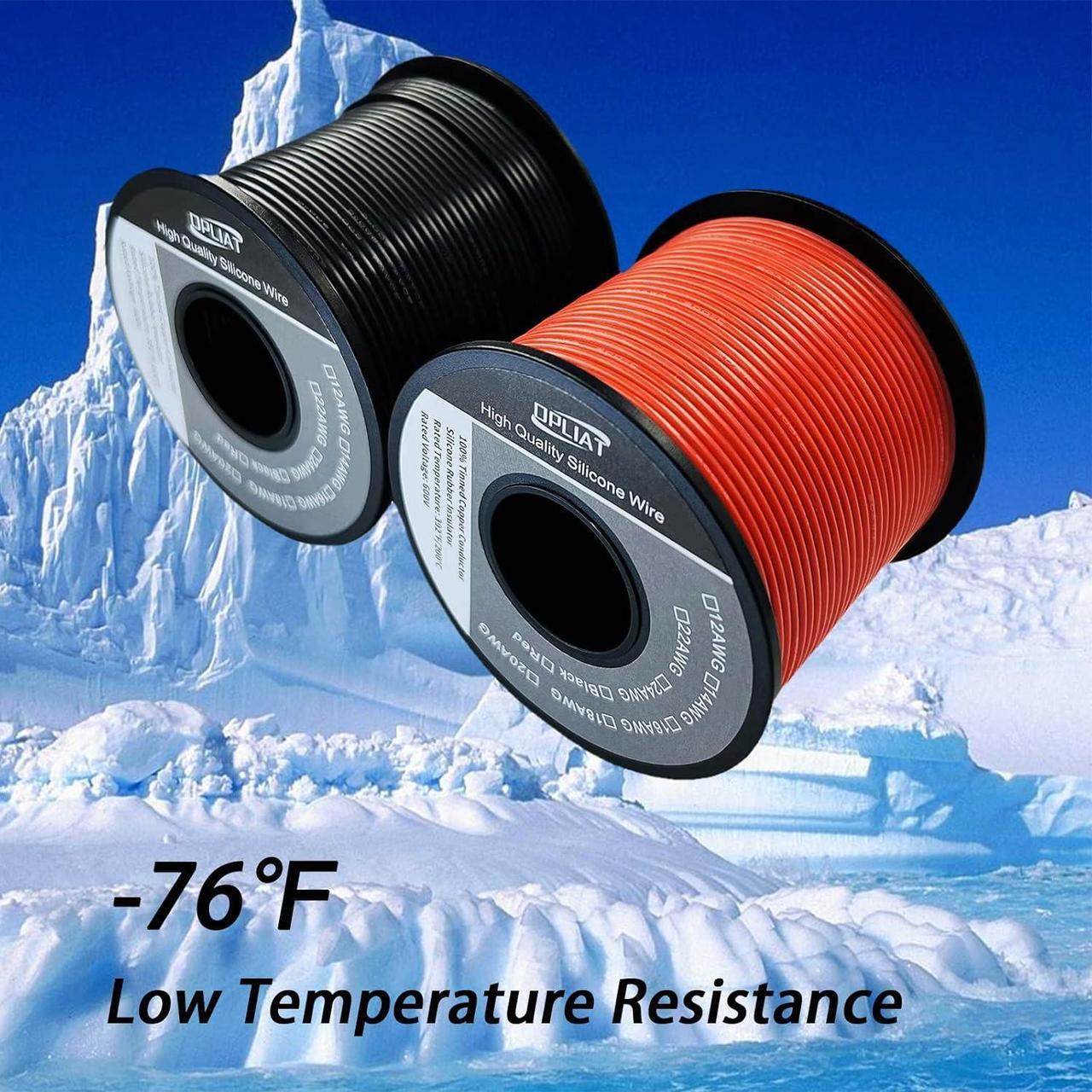 Alt view image 4 of 7 - 20 Gauge 20AWG Silicone Electrical Wire 300FT, Flexible 20 AWG Stranded Hook Up Wire 100 Strands Tinned Copper ConductorRed 150ft + Black 150ft Spools Rating 200 600V