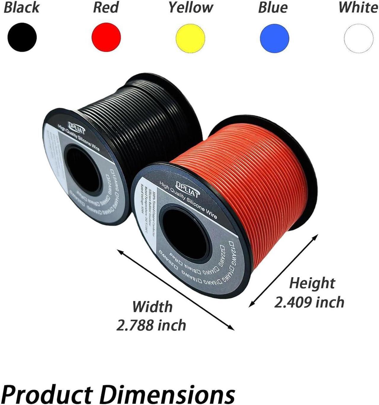 Alt view image 7 of 7 - 20 Gauge 20AWG Silicone Electrical Wire 300FT, Flexible 20 AWG Stranded Hook Up Wire 100 Strands Tinned Copper ConductorRed 150ft + Black 150ft Spools Rating 200 600V