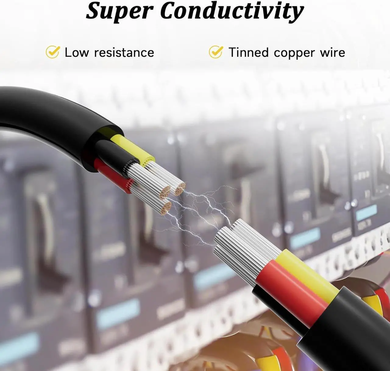 Alt view image 3 of 7 - 16 Gauge 3 Conductor Electrical Wire 100FT, 16AWG UL 2464 Stranded Power Cable, Tinned Oxygen Free Copper Wire, Lamp Lighting, Automotive, LED Strips, 16/3 Cord Extension Low Voltage Cable, Black