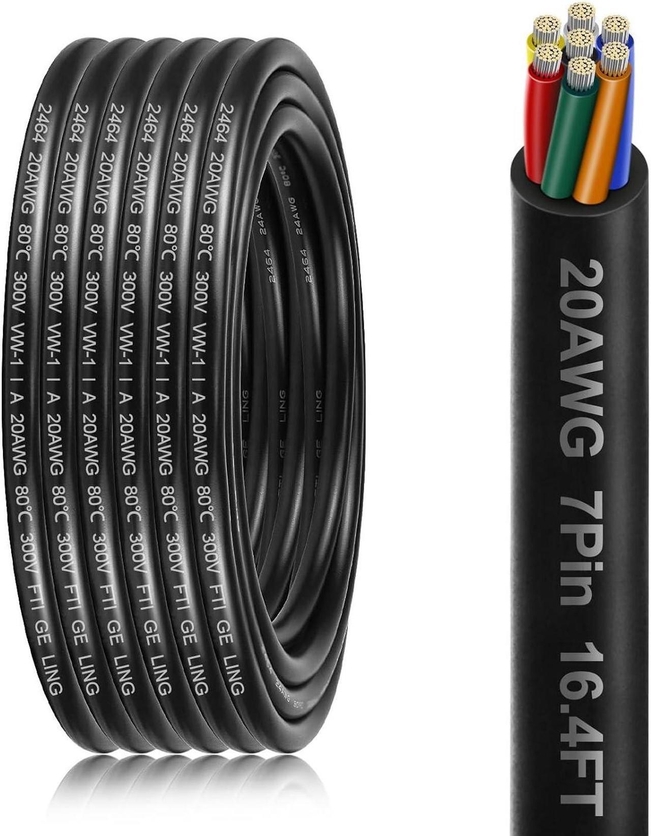 Main image of 20 Gauge 7 Conductor Electrical Wire, 16.4FT 20AWG PVC Thermostat Wire, Low Voltage Landscape Wire, Flexible Cord for Extension Cable Automotive Garden Bell Speaker